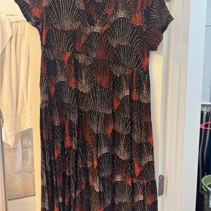 Maeve Black and Red Graphic Midi Dress